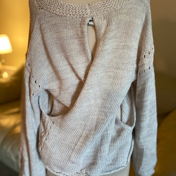 Wildfox Distressed Knit Cross Back Bell Sweater - Picture 6 of 9